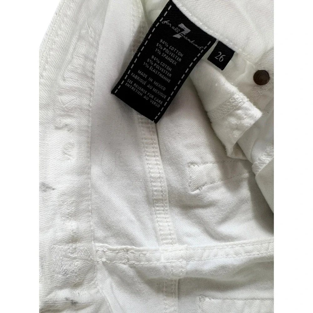 7 For All Mankind Ankle Skinny Jeans Womens 26 White Cotton Stretch Light Wash‎